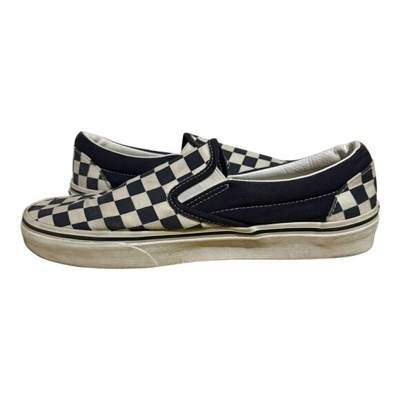 Vans Classic Slip-On Checkerboard Navy Black White Women's Size 9 Canvas Skate - Picture 6 of 7